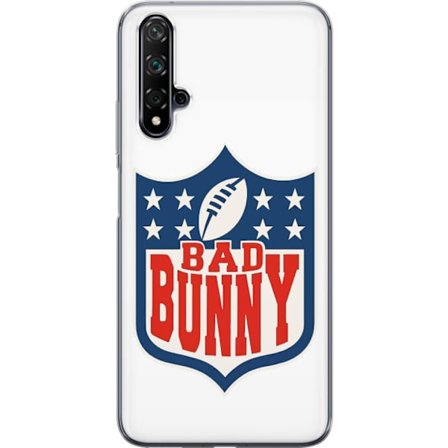 Kompatibel Mobilcover til Huawei nova 5T Bad Bunny rød grafisk plakat med portræt og typografi i latinamerikansk popdesign