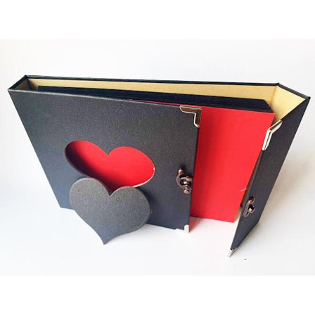 Baby Album Retro Självhäftande Album Present (Svart) Singel Hjärta 10 Tum