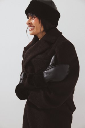 NA-KD Shearling Mittens - Vanter - Sort - M / L