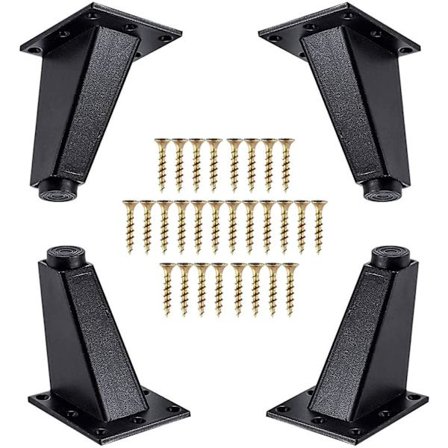 4 stk. møbelben, aluminium metal skrå ben, sofa ben udskiftning til skab sofa bord kommode, monteringsskruer inkluderet, sort, 80mm