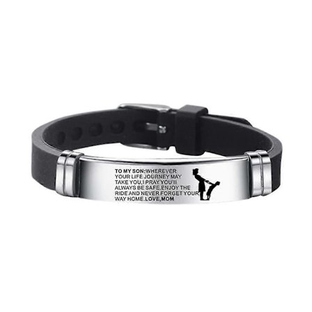 Son Armband Från Mamma Och Pappa Stål & Silikonarmband Inspirerande Armband