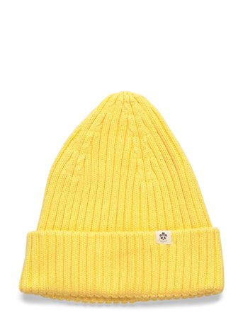 Mini Rodini Knitted Rib Fold Up Hat - Yellow - 52/54