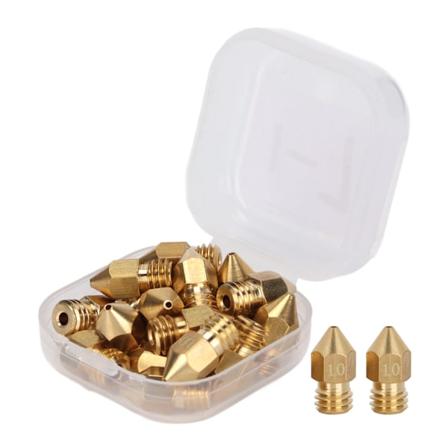 20 stk MK8 dyse sett 1,75 mm M6 gjenge polerte ekstruder dyser med oppbevaringsboks for 3D-skriverutskifting 1,0 mm