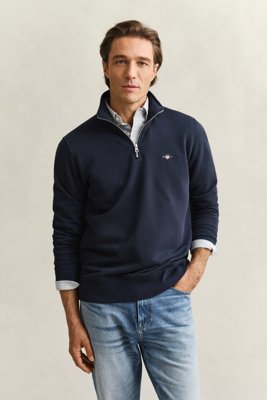 GANT - Shield collegegenser med half-zip til herre evening blue