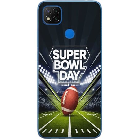 Yhteensopiva Puhelinkuori Xiaomi Redmi 9C NFC Super Bowl Day juliste, jossa amerikkalainen jalkapallo valaistuksella varustetulla areenalla dramaattis