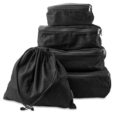 5-Pack of Black Packing Cubes for Men
