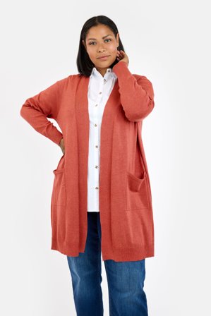 CISO - Langærmet Cardigan - Orange - Lommer