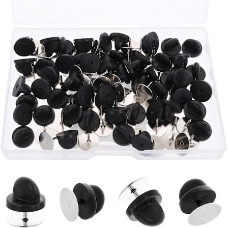 50 par gummipins, sommerfuglekoblingsstøtter, låsepins, nåle til uniform