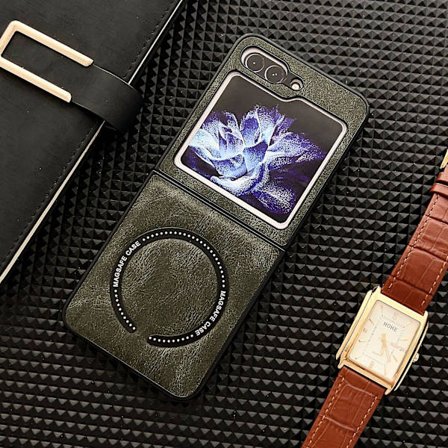 Magnetisk lærbeskyttende støtsikkert deksel for Samsung Galaxy Z Flip 5 Kompatibel med Magsafe