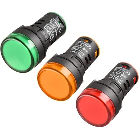 3-pack 22mm LED-indikatorlampor, AD16-22D/S, 12V DC 20mA, röd grön, gul