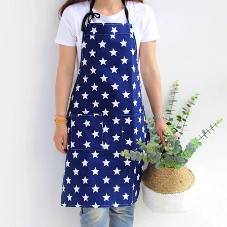 Keittiöessut naisille (tummansiniset tähdet), puuvillakangas, aikuiset