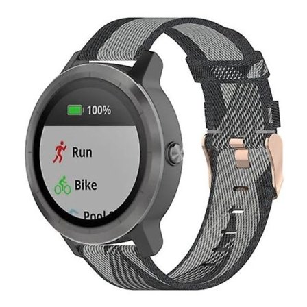 20 mm stribet vævet nylon armbåndsurrem til Garmin Venu, Vivomove 3, Vivoactive 3, Forerunner 245/645