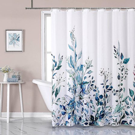 Duschdraperi med blommönster, Vattentätt, Viktad kant, Hållbart, Tvätbart, Snabbtorkande Polyester