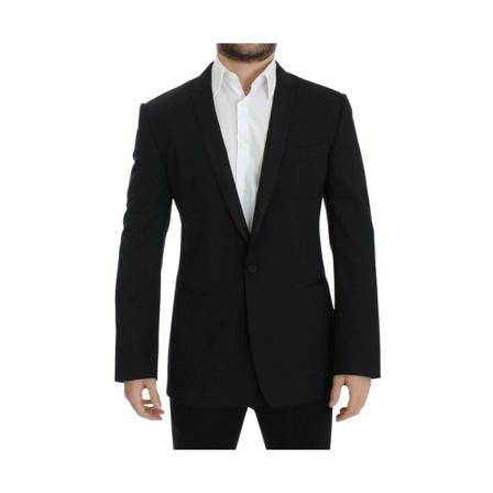 Dolce & Gabbana, wool stretch slim fit blazer Zwart, Heren, Maat:S,polyester,print