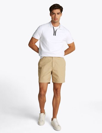 Tommy Hilfiger Zip Liquid Cotton Reg Polo - White - L