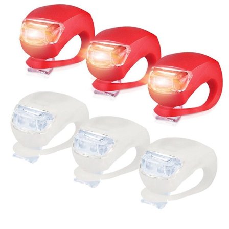 6-pack LED silikon cykellampor fram och bak - cykelklämma