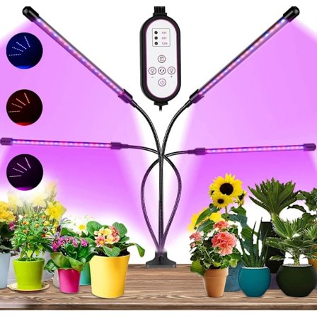 Green Haven 80 LED Grow Lights för inomhusväxter - 4 Arm Full Spectrum LED