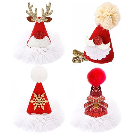 Hiuspidike jouluksi, 4 kpl Mini Santa Hat -hiuspidikettä