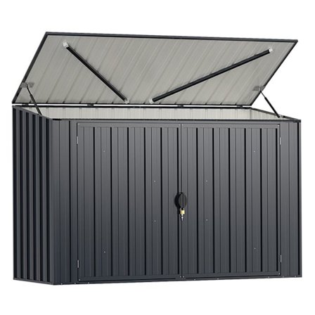 Metallisk Udhus til Haven 193 x 86 x 127 cm 1,9 m³ COSTWAY-Gas Hydraulic Støtte-Dobbelt Låsbart Dør-Skrå Tag