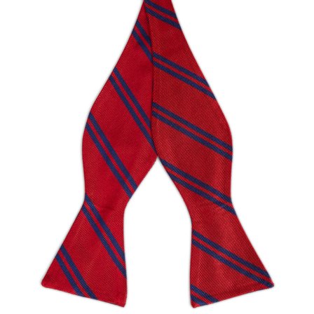 Navy Twin Stripe Red Silk Self-Tie Bow Tie for Men - Self-tie bow ties
