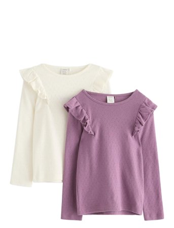 Lindex Top L S Frill Detail Pointelle - Multi/patterned - 92