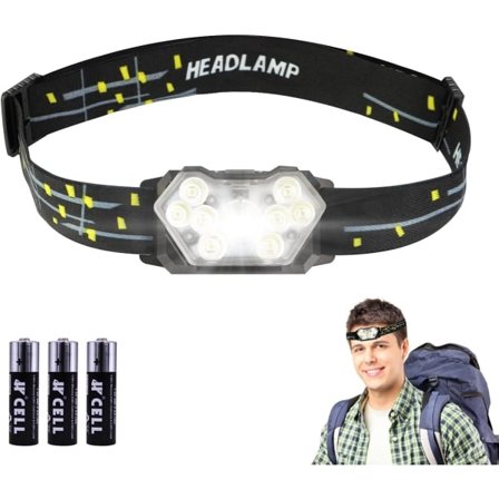 Pandelampe, kraftig LED 2000 Lumen 6 lystilstande 45° justerbar, LED-lampe til fiskeri, camping, læsning, vandring, cykling, løb