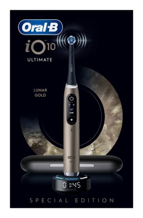 Oral-B iO10 elektrisk tannbørste (Lunar Gold) 7 pusseinstillinger, iO sense, reiseetui, magnetisk hurtiglader, display, trykksensor