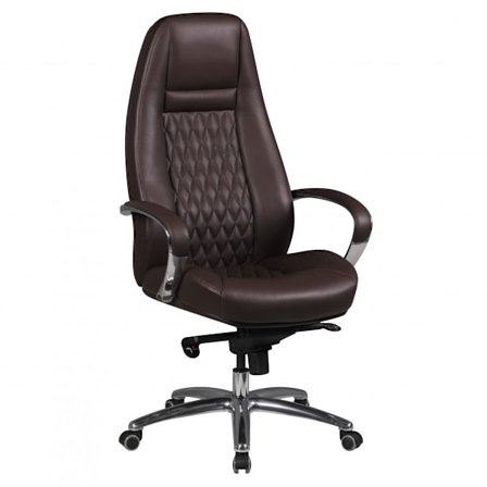 Rootz Executive Office Chair - Ægte læder - Drejelig skrivebordsstol - Ergonomisk design, Integreret lændestøtte, Multi-Block Rocker Mechanism - Brun