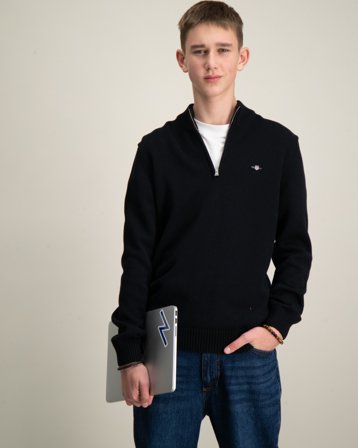 GANT CASUAL COTTON HALF ZIP Czarny Swetry Chłopiec - Kids Brand Store