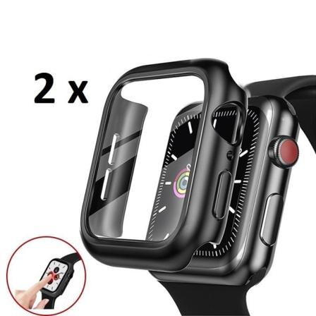 2-pak Fuld Dækning Skal til Apple Watch 5/6/SE glas 40mm SORT Sort