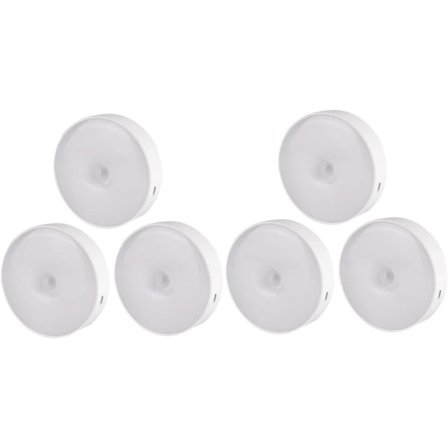 6 LED Nattlampor med USB Uppladdningsbar Rörelsesensor för Garderob, Kök, Trappor, Trådlösa Lampor för Möbler och Tavlor.