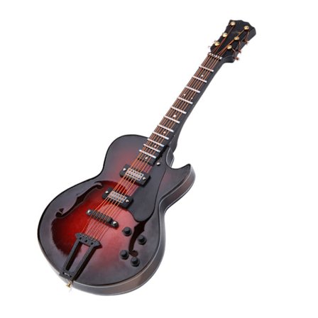 5,5 tommer Klassisk Miniatyrgitarreplika med Stativ og Etui Instrument Ornament Julegave