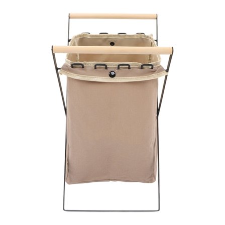 Foldbar Affaldsbeholder Stabil Placering Træhåndtag Affaldspose Støtte Ramme med Affaldspose til Grill Camping