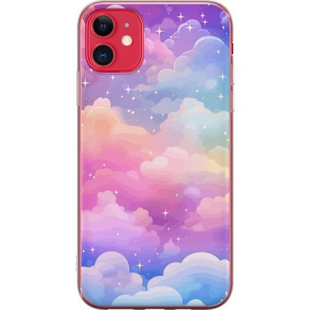 Kompatibelt Mobildeksel til Apple iPhone 11 Søt enhjørning med regnbuefarget hår mot en stjernebelagt pastellbakgrunn i kawaii-stil