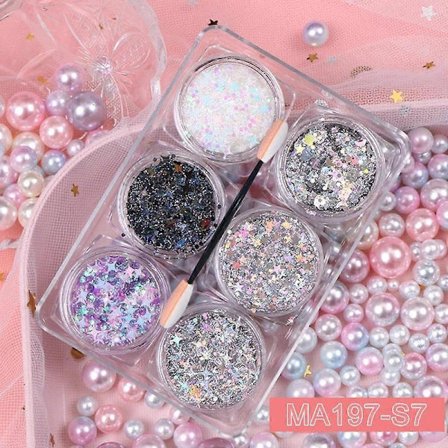 Glittergelset för barn - 6 färger för ansikte, hår och kropp - Perfekt för Halloween &