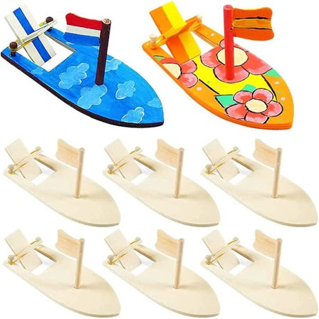 Gør-det-selv sejlbåd i træ, 8 stk. træbåd legetøjssæt maling gør-det-selv,