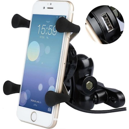 Motorcykel Telefonholder Med USB Oplader Til 3.5" Til 6" Mobiltelefon