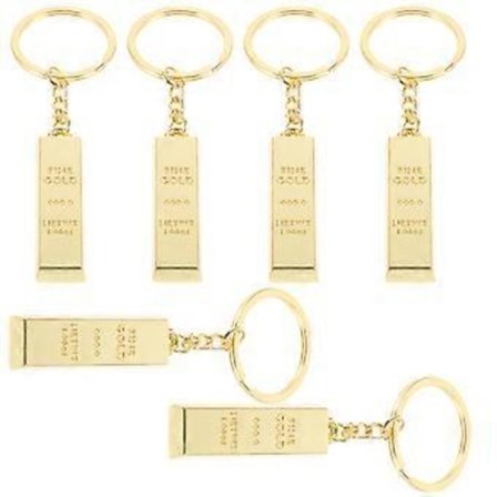 6 stk. Udsøgte Nøgleringe Nøglevedhæng Guld Bar Design Nøgleringe Ornamenter
