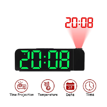 180 asteen kiertoprojektio herätyskello 12/24h LED digitaalinen kello USB-lataus kattoprojektio herätyskello