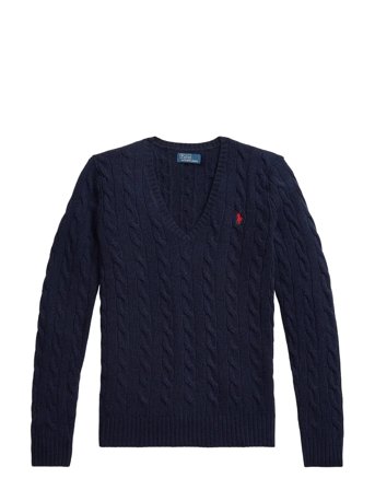Polo Ralph Lauren | Cable-Knit Wool-Cashmere V-Neck Sweater | XL