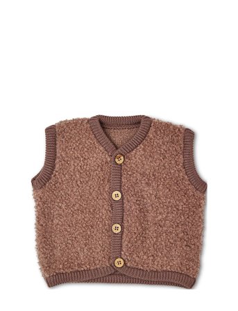Vest Bouclé Merino Wool W. Buttons Brown Smallstuff