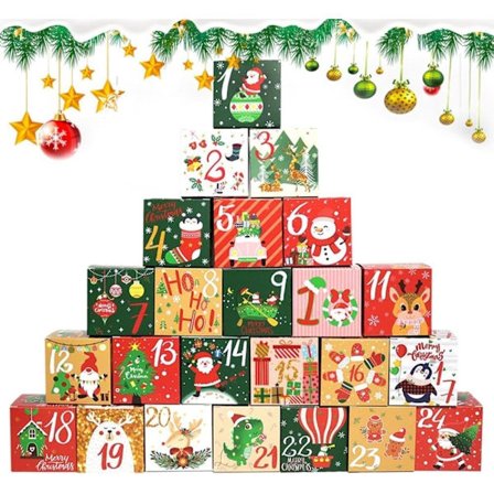 DIY Adventskalender 2025, Fyll Selv Tom Adventskalender med 24 Skuffer Julegave Nedtelling