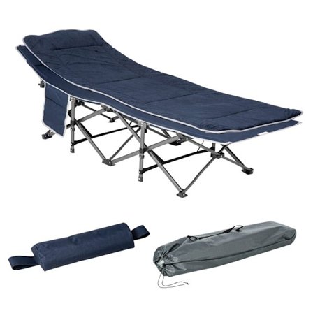 Rootz Foldble Camping Bed - Pellon sänky - Kannettava lepoliuos - Sisältää tyyny - 188 x 64,5 x 53 cm, sininen, pitää jopa 150 kg