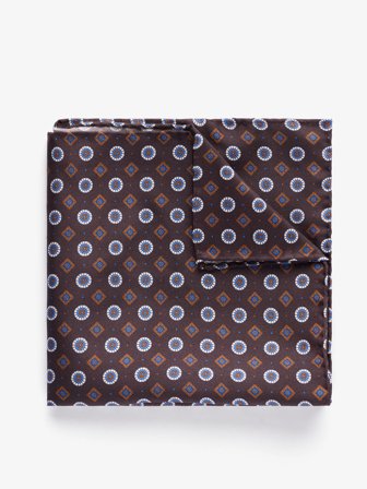 John Henric Men's Braunes Geometrisches Einstecktuch Size Onesize