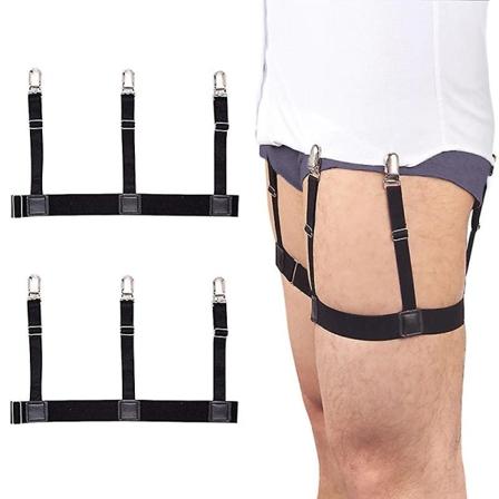 Skjorta för män Skjorta Strumpeband För män Elastisk justerbar skjortahållare Skjorta med låsande halkfria clips (1 par, svart)