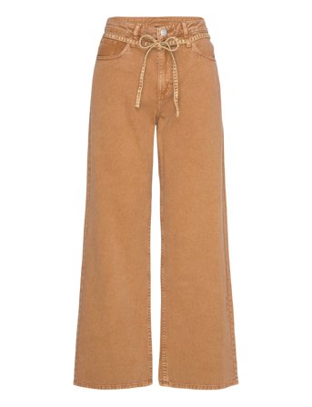 Monki Low Waisted Relaxed Twill Trousers - Brown - 36
