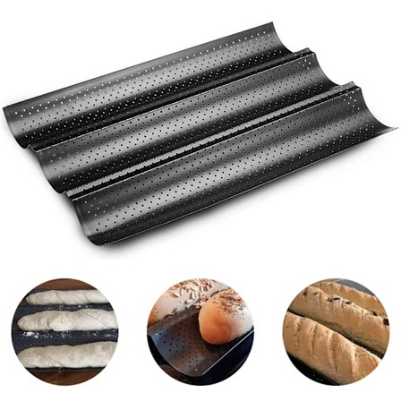 Baguettebrett med non-stick belegg for 3 baguetter 38,5 x