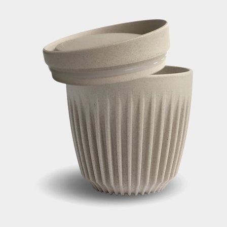 Take away-Becher / Kaffeetasse mit Deckel HuskeeCup & Lid 6oz Natural, recycelte Kaffeeschale, beige, 17.5 cl / 175 ml - Boot