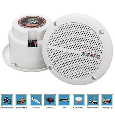 1 Par Vandtæt 25W Fuldspektret Marine Båd Loftvæg Højttalere Græsplæne Have Vandafvisende Inst-yuhao