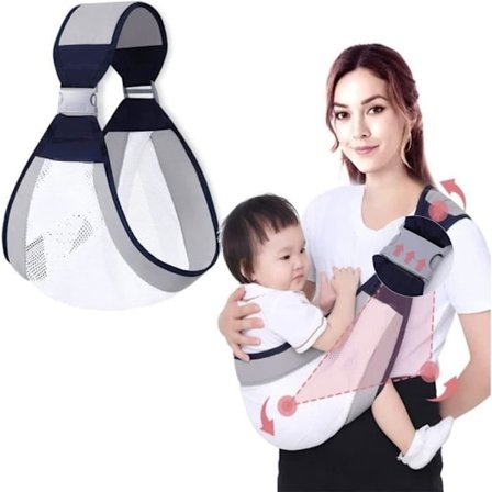 Andningsbar Bärsele - Märke - Justerbar 3D Mesh Baby Wrap - Unisex - Grå - Upp Till 18 Kg